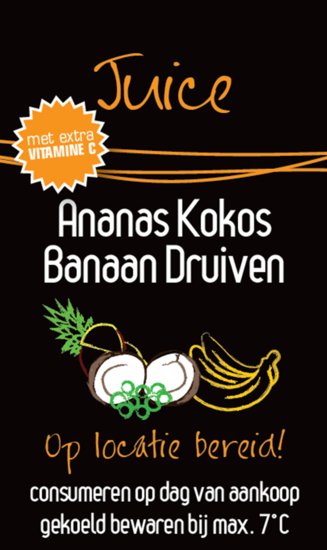 Sticker Ananas Kokos Banaan Druiven per 30