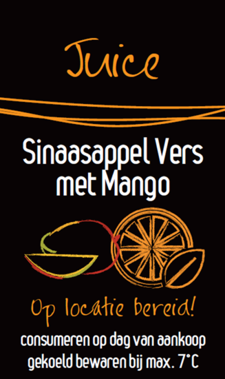 Sticker Vers Sinaasappel Mango per 30