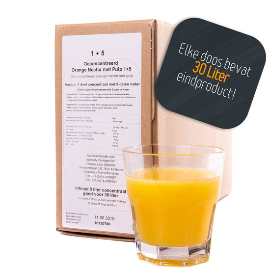 Sinaasappel Nectar met vruchtvlees BIB 1+5 (5 Liter)
